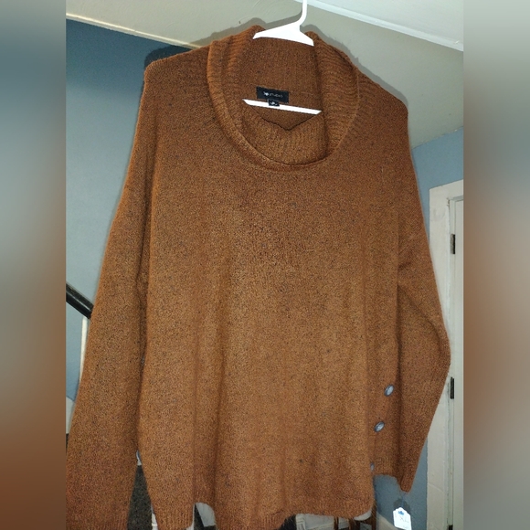 AB Studio Sweaters - AB Studio Cozy Brown Sweater with Button Accents